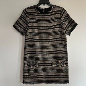 Darling Black, Gold and Silver Dress with Fringe Size M
